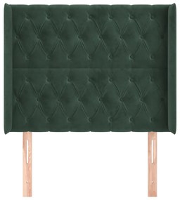 Testiera ad orecchio verde scuro 103x16x118/128cm in velluto