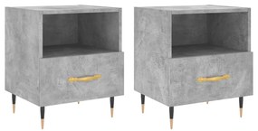 Comodini 2 pz grigio cemento 40x35x47,5 cm in legno multistrato