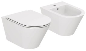 Coppia Di Sanitari Sospesi Senza Brida Azzurra Ceramica "Forma" Bianco Lucido