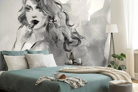 Carta da parati – Ritratto femminile in bianco e nero