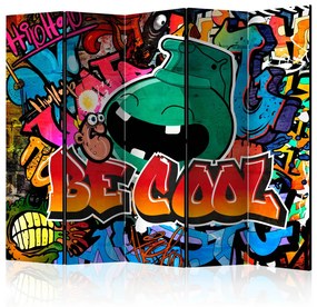 Paravento separè Be Cool II (5 pezzi) - murale colorato con sottotitoli in inglese