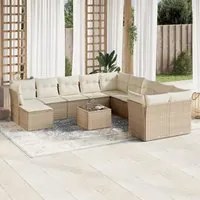 Set Divani da Giardino 12 pz con Cuscini Beige in Polyrattan 3218618