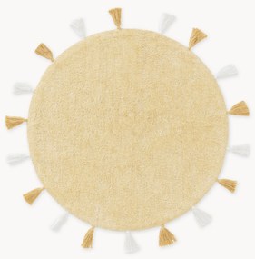 Tappeto rotondo in cotone con nappe taftato a mano Malu