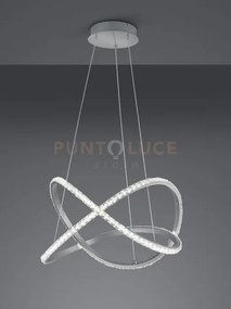 Rubin sospensione led alluminio satinato effetto cristallo con tele...