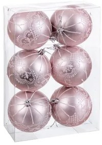 Palle di Natale Rosa Plastica 8 cm (6 Unità)