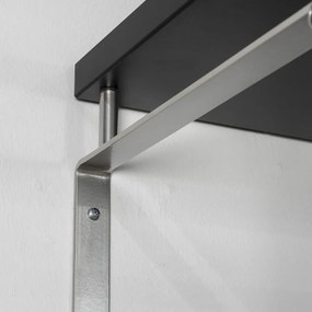 Attaccapanni da parete nero/argentato in metallo con scaffale 70 cm Rex – Spinder Design