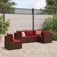 Set Divani da Giardino 5 pz con Cuscini Marrone in Polyrattan 3308157