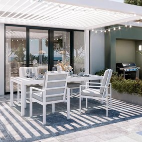 Set tavolo e sedie Athena NATERIAL bianco per 6 persone