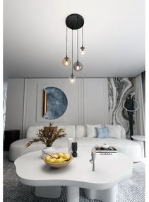 Lampadario a sospensione con filo COSMO 4xE14/10W/230V diametro 40 cm nero/grigio/beige/limpido