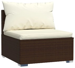 Set Divani da Giardino 11 pz con Cuscini in Polyrattan Marrone