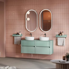 Mobile da bagno sotto lavabo laccato opaco verde timo con vetro verde timo L 61 x H 52 x P 47 cm, lavabo non incluso