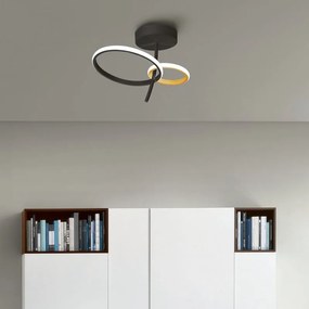 Plafoniera LED glamour Kara, nero 38x25 cm, luce naturale NOVECENTO