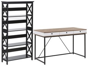 Set di mobili da ufficio legno chiaro e nero FOSTER/HINTON Beliani