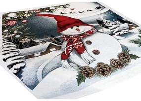 Tovaglia natalizia in arazzo con pupazzo di neve 90x90 cm