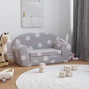 Divano Letto Bambini A 2 Posti Grigio Chiaro Con Stelle Peluche /