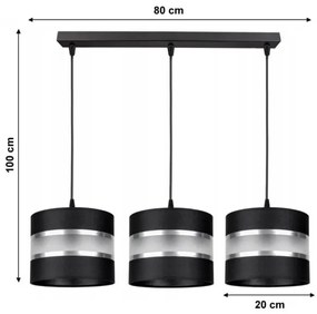 Lampadario a sospensione con filo CORAL 3xE27/60W/230V nero