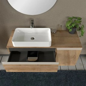 Mobile bagno sospeso 120 cm rovere miele con anta e cassetti Master