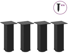 Gambe Per Tavolino 4 Pz Nero 30-32 Cm Acciaio /