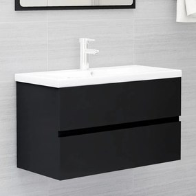 Set mobili da bagno nero in truciolato