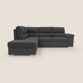 Minerva divano angolare con estraibile a cassettone e pouf contenitore in tessuto morbido impermeabile T02