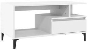 Tavolino da salotto bianco 90x49x45 cm in legno multistrato