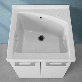 Mobile lavatoio 61x61 cm a due ante con vasca in ceramica Revine