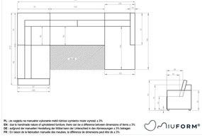 Divano angolare componibile beige allungabile/con contenitore (con penisola a sinistra) Lulu – Miuform