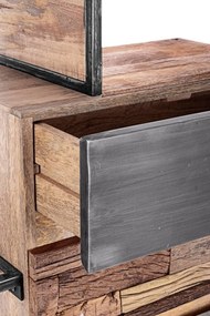 Credenza MANCHESTER in legno di mango e acciaio nero, 90x40x140 cm