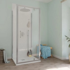Box doccia con ingresso frontale Bilbao L 90 x H 190 cm vetro senza finitura / trasparente profilo grigio cromato