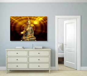 Stampa su tela – Statua di Buddha con sfondo astratto