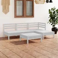 Set Divani da Giardino 5 pz in Legno Massello di Pino Bianco cod mxl 43696