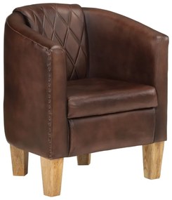 Sedia A Pozzetto Marrone Scuro İn Vera Pelle /