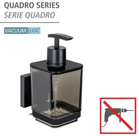 Dispenser di sapone in plastica autoportante nero 340 ml Quadro - Wenko