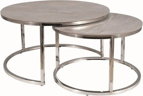 Set di Tavolini da caffè Portafino B effetto marmo grigio/argento - ø60/ø45 cm