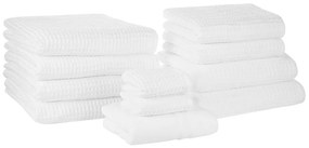 Set di 11 asciugamani in cotone bianco AREORA Beliani
