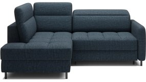 Divano angolare blu allungabile/con contenitore (con penisola a sinistra/a L) e rivestimento in velluto Barea – ELTAP