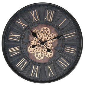 Orologio da Parete Home ESPRIT Nero Dorato Cristallo Ferro 60 x 8 x 60 cm
