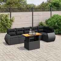 Set Divani da Giardino con Cuscini 7pz Nero Polyrattan 3272203