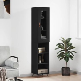 Credenza Nera 34,5x34x180 Cm İn Legno Multistrato /