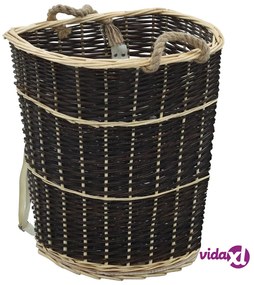 vidaXL Cesta per Legna con Spallacci 57x51x69cm Salice Naturale