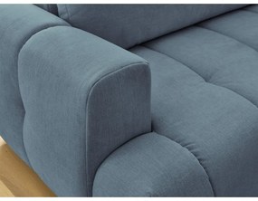 Divano angolare blu allungabile e con contenitore (penisola a destra/a L) con rivestimento in ciniglia Fuji – Bobochic Paris
