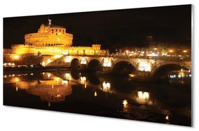 Quadro acrilico Rome River Bridges Night 100x50 cm
