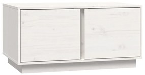 Tavolino da salotto bianco 80x50x40 cm legno massello di pino