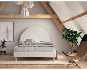 Letto singolo imbottito bianco con griglia 140x200 cm MOON - Vipack