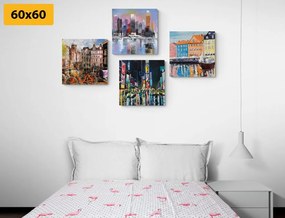 Set di quadri – Città con imitazione di pittura a olio