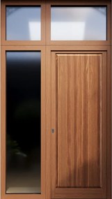 Portoncino d'ingresso Bugnale 51 con vetro L 80 x H 210 cm in legno noce, apertura spingere a destra