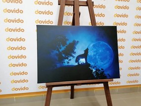 Quadro su tela – Lupo alla luna piena