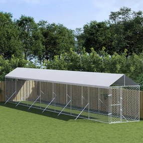 Cuccia Cani Da Esterno Tetto Argento 2x14x2,5 M Acciaio Zincato /