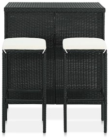 Set da Bar 3 pz in Polyrattan Nero