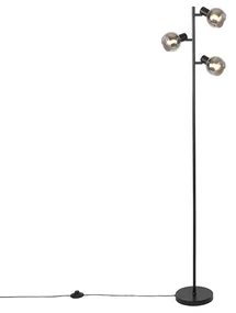 Lampada da terra Art Déco vetro fumé nero 3 luci - VIDRO